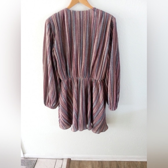 ELLIATT Layla Multi Stripe Long Sleeve Dress | Mini Wrap Look | No  Belt | M - Picture 7 of 10